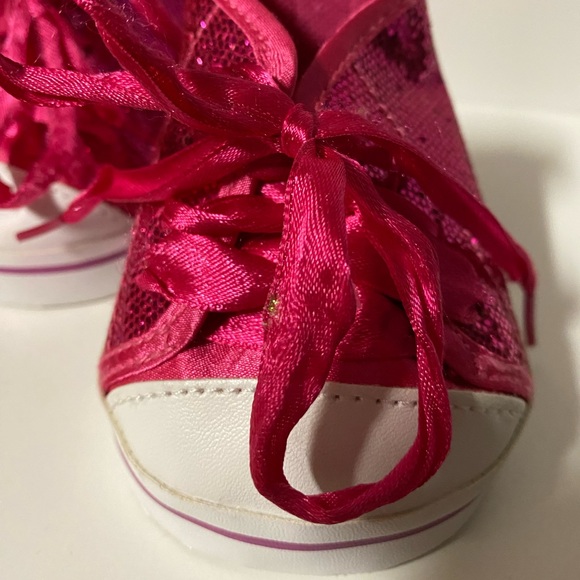 Build A Bear Workshop Shoes Bundle Pink Sequin Sneakers Silver Flats BAB - Picture 2 of 9